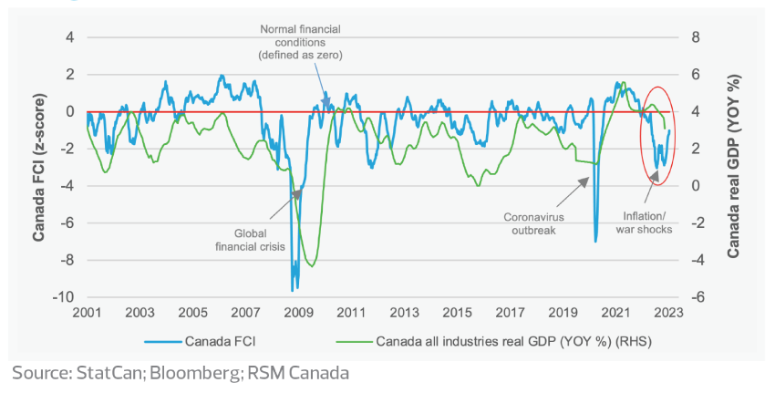 RSM Canada Financial Conditions Index and Canada real GDP growth