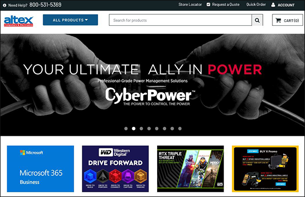 Altex Electronics Homepage Image